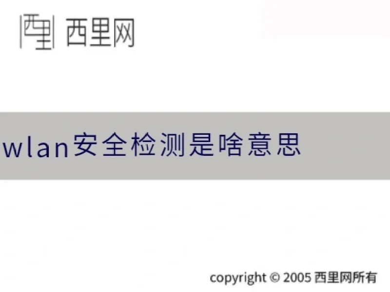 wlan安全检测是啥意思