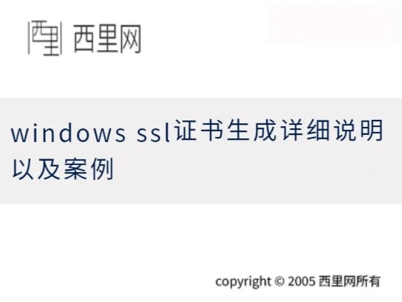 windows ssl证书生成详细说明以及案例