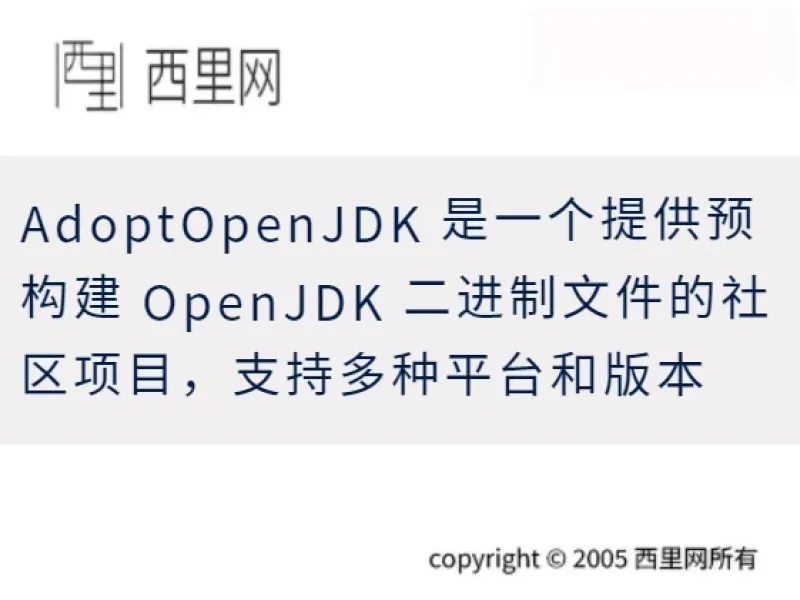 AdoptOpenJDK 是一个提供预构建 OpenJDK 二进制文件的社区项目，支持多种平台和版本
