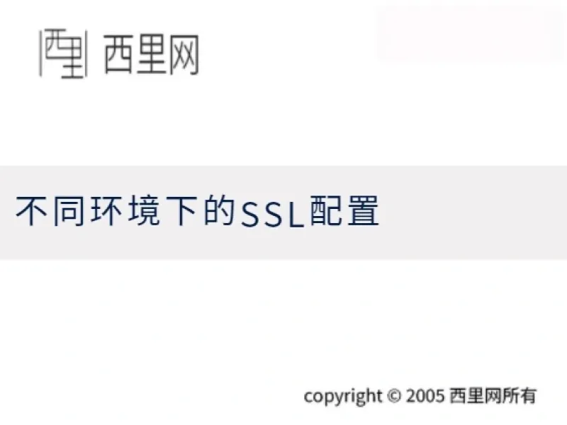 不同环境下的SSL配置