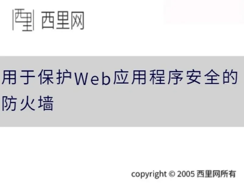 用于保护Web应用程序安全的防火墙